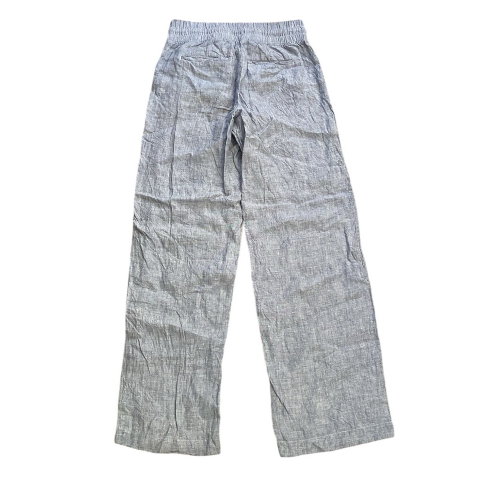 Athleta Cabo Linen Wide Leg Light Blue Pants Elastic Comfort - Picture 6 of 8